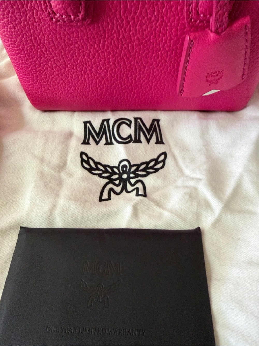 MCM X Mini Grained Calffskin Milla Tote in Beetrooth Pink NWT - Picture 3 of 15